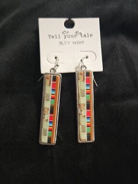 Tell your tale Multicolor Stripe Rectangular Drop Earrings